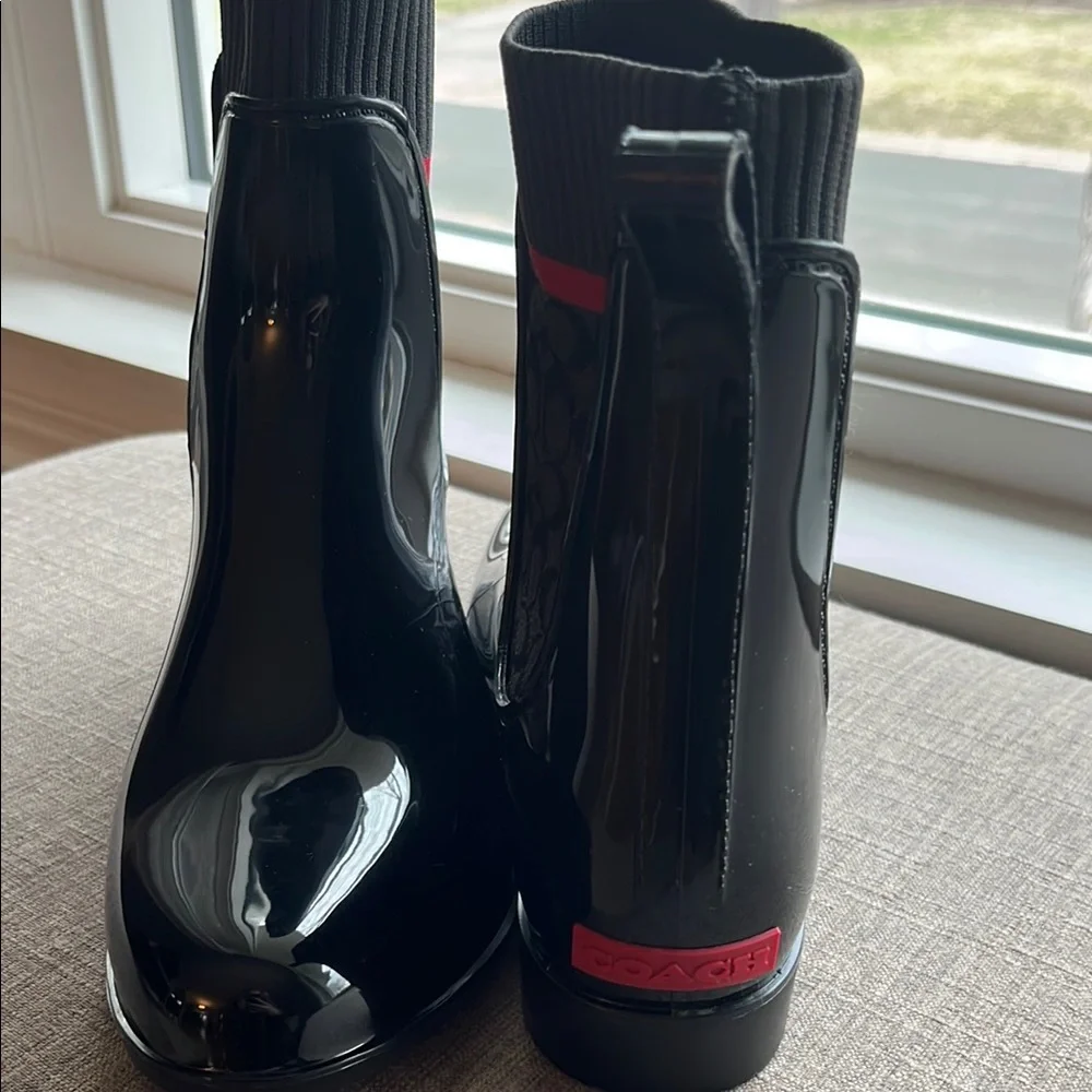 Coach Black and Gray Rain Boots - Picture 2 of 10
